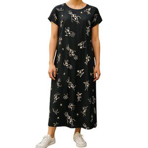 Vintage American Angel Black & White Embroidered Raglan Sheath Dress